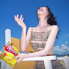 Women's letter print transparent mesh tank mini dress with A-line silhouette.