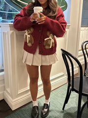 Bear Bow Button Up Cardigan