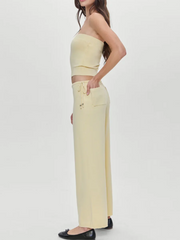 Ribbed Tube Top And High Waist Pants Set