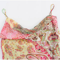 Paisley Patchwork Cowl-Neck Maxi Dress