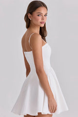Spaghetti Strap Pleated Hem Mini A-line Dress