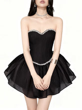 Rhinestone Strap Flare Strapless Mini Dress