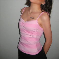 Stripe Sweetheart Neck Spaghetti Strap Top