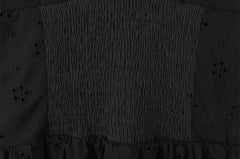 Black V-neck Embroidery Mini Dress