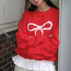 Lace Bow Embroidery Pullover Top