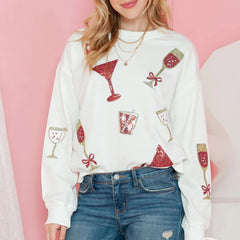 Christmas Glitter Wine Glasses Sweatshirt