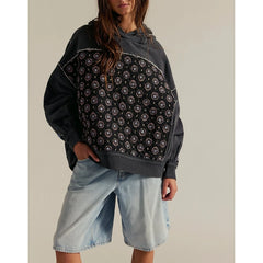 Floral Print Quilted Patchwork Hoodie
