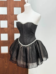 Grey Strapless Diamonds Beaded Mini Dress