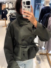 Stand Collar Short Trench Jacket