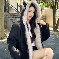 Fur Collar Hooded Jacket