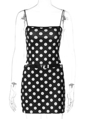 Black Polka Dot Cami Top And Mini Skirt Set