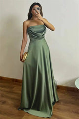 Satin Strapless Drape Maxi Gown