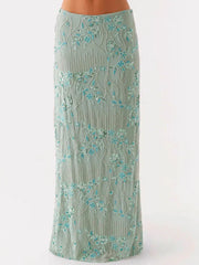 Sequins Embroidery Maxi Skirt