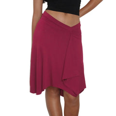 Asymmetric Hem Patchwork Midi Skirt