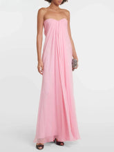 Pink Strapless Draped Maxi Dress