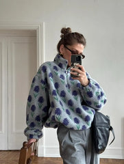 Fleece Printing Half-Zip Sweatshirt