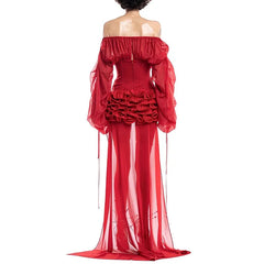 Off-Shoulder Long Sleeve Ruffles Mini Dress