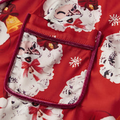 Christmas Long Sleeve Santa Claus Print Top with Elastic Waist Shorts Pajamas Set