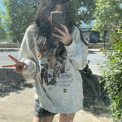 Cat Graphic Printed Sweatshirt