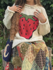 Crew Neck Graphic Knit Sweater