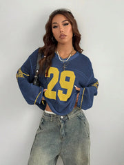 Number Sports Knit Jersey Top