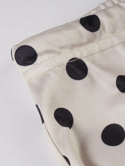 Satin Polka Dot Drawstring Flare Leg Trousers