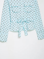 Blue Polka Dot Jacket And Shorts Set