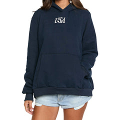 Blue Flag Letter Print Hoodie