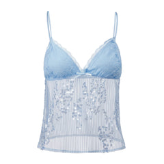 Lace Cami Sequin Sheer Top