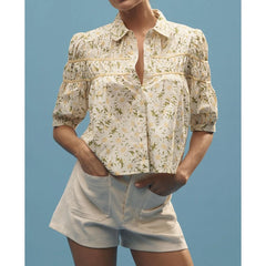 Puff Sleeve Floral Peplum Blouse
