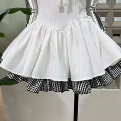 Peter Pan Collar Polka Dot Bow Flared Mini Dress