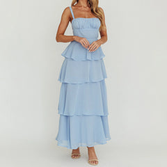 Tiered Long Ruffles Strap Dress