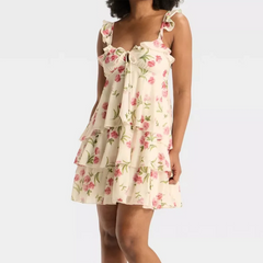 Printed Ruffle Layered Mini Dress