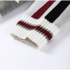 Striped Stand Collar Zip Sweater Jacket