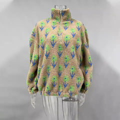 Fleece Printing Half-Zip Sweatshirt