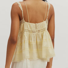 Lace Trim Patchwork Tanks Top