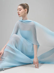Strapless Folds Design Long Dress With Scarf