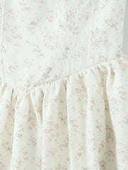 White Floral Milkmaid Cami Lace Mesh Hem Midi Dress