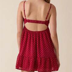 Red Polka Dot Cami Flare Mini Dress