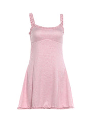 Pink Ruffled Edge Sleeveless Mini Dress
