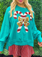 Sequin Candy Cane Sweatshirt