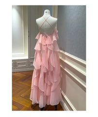 Pink Layered Ruffled 3d Rose Maxi Dress