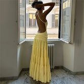 Open Back Ruffled Maxi Dress