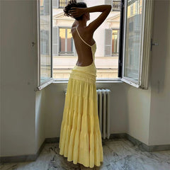 Open Back Ruffled Maxi Dress