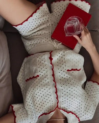 White Knitted Short Sleeve Top And Shorts Set