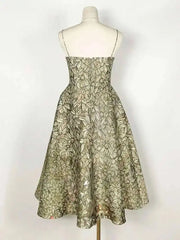 Flower Embroidered Strappy Flare Midi Dress