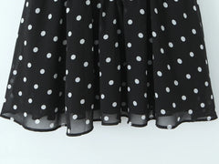 Black Polka Dot 3D Flower Mini Dress