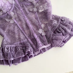 3D Butterfly Purple Strapless Corset