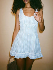 Blue Plaid Tank Mini Dress