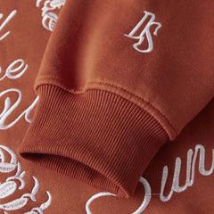 Brown Dessert Embroidered Hoodie